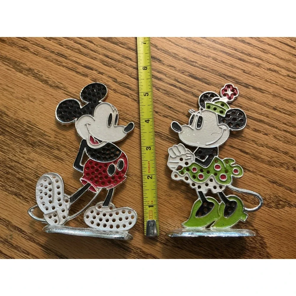 Vintage Walt Disney Productions Mickey Minnie Mouse Metal Earring Holder Stand